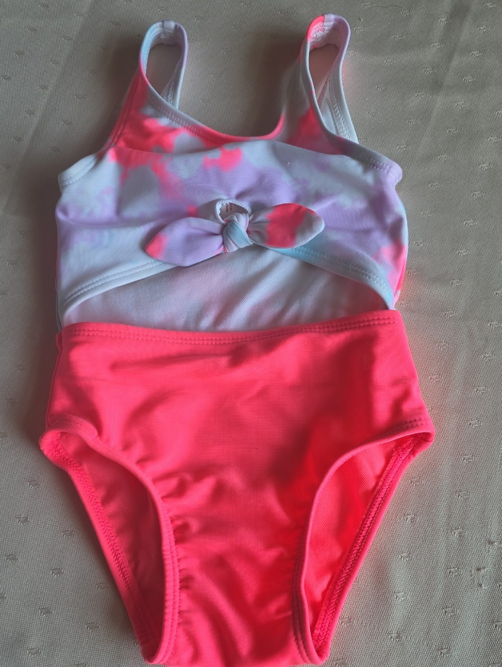 Cat & Jack Neon Pink and Pastel Tie-Dye Tie-Front One-Piece Bodysuit